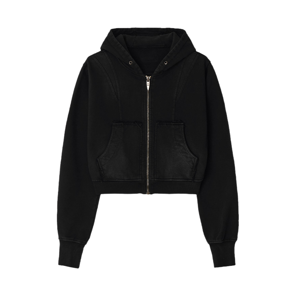 [KREAM 단독] 비엘알 블리치드 커브드 인시전 스웻 후디 집업 블랙([KREAM 단독] (W) BLR Bleached Curved Incision Sweat Hoodie Zip-Up Black)