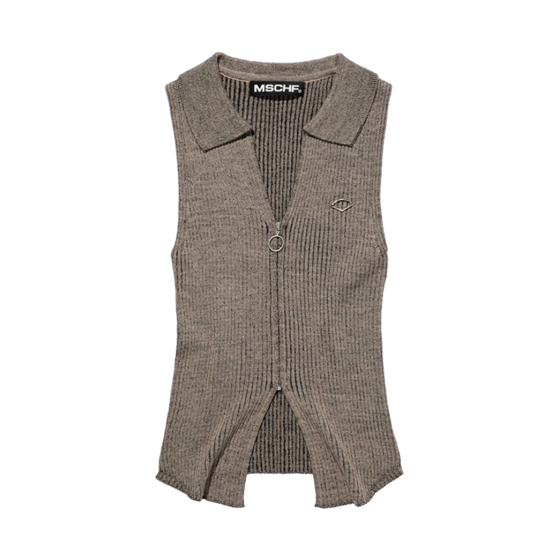 (W) 미스치프 니티드 투톤 슬리브리스 베이지 블랙((W) Mischief Knitted Two Tone Sleeveless Beige Black) - 1