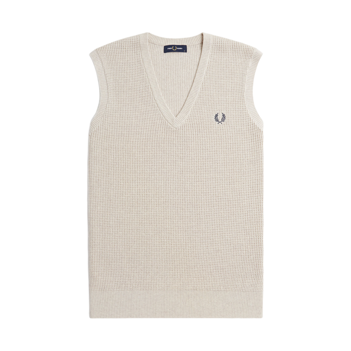 AFPM2438556-X23 Fred Perry Waffle Stitch Vest Porridge Marl