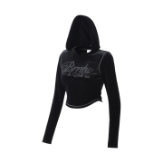BORN TO WIN Velour Slim Fit Hoodie Black