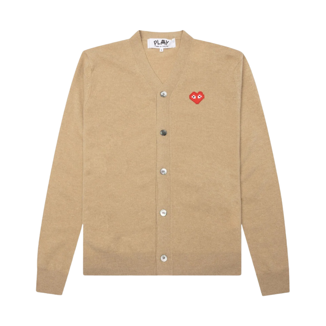 플레이 꼼데가르송 x 인베이더 니트 가디건 카멜(Play Comme des Garcons x Invader Knit Cardigan Camel) - 1