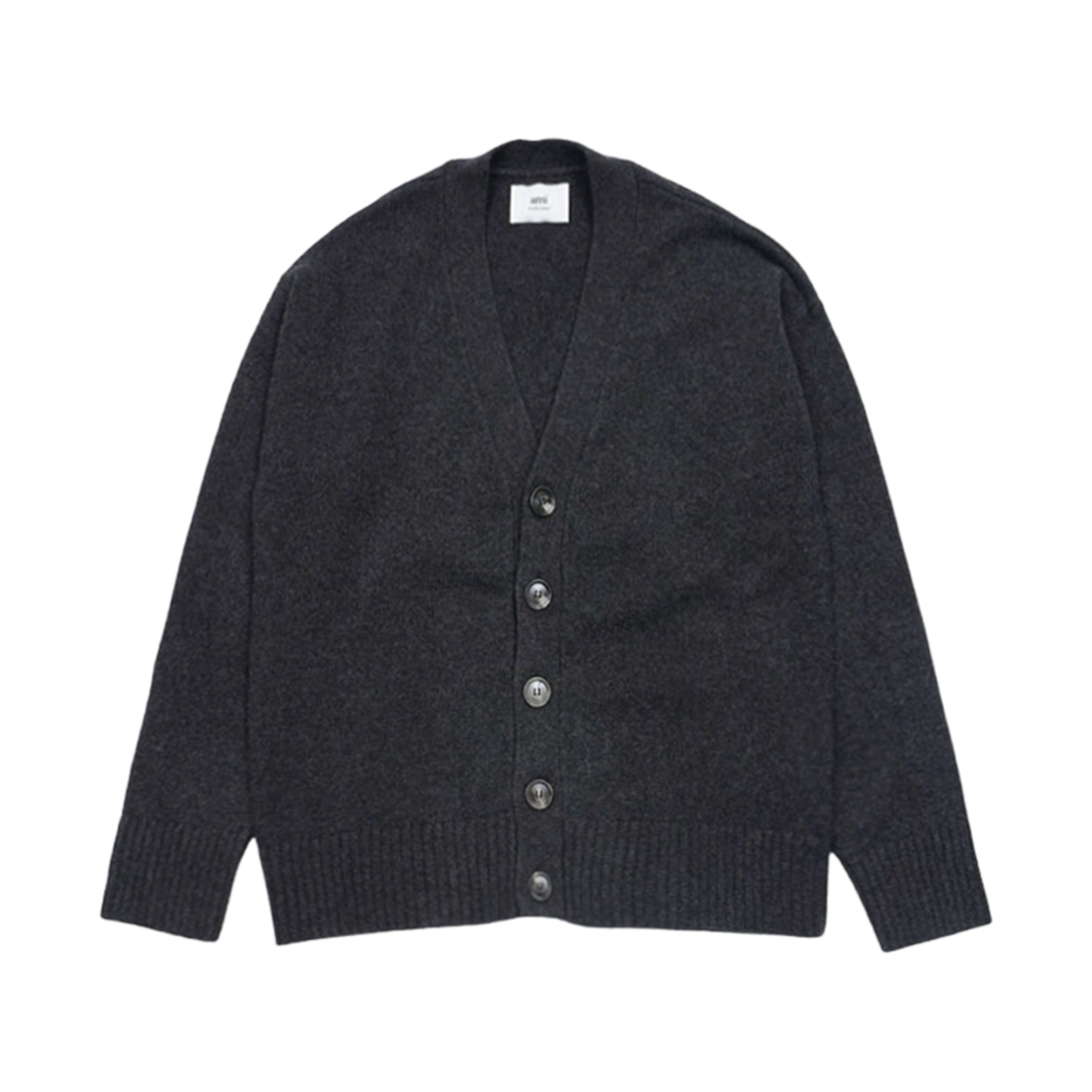 UKC110-KN0028-055 AMI Button Wool Cashmere Cardigan Heather Grey