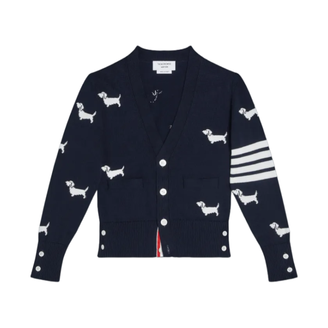 (키즈) 톰브라운 코튼 사선 헥터 가디건 네이비((Kids) Thom Browne Cotton 4-Bar Hector Cardigan Navy) - 1