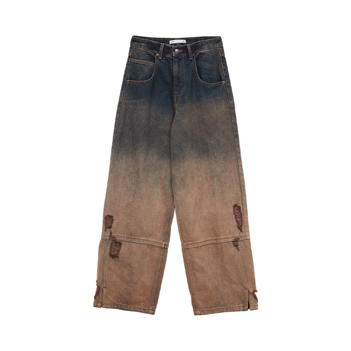 MK2334DN011M0BR (W) Matin Kim Gradation Brush Denim Pants Brown