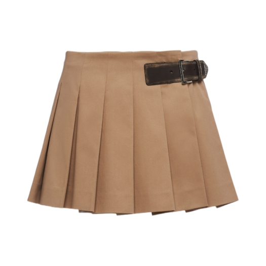 (W) Prada Gabardine Miniskirt Khaki