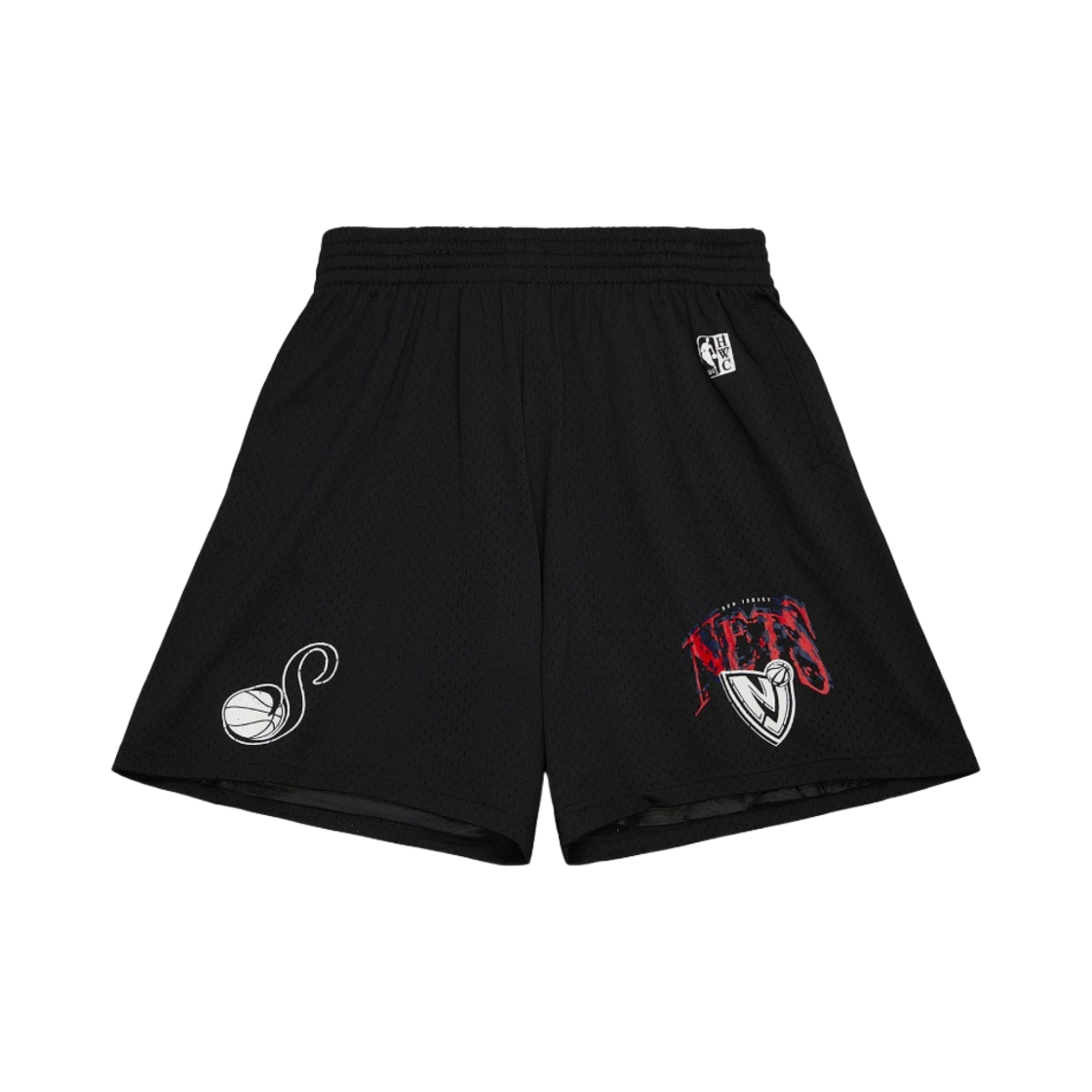 미첼앤네스 x 슈가 글리치 쇼츠 뉴저지 네츠 블랙(Mitchell & Ness x Suga Glitch Shorts New Jersey Nets Black)
