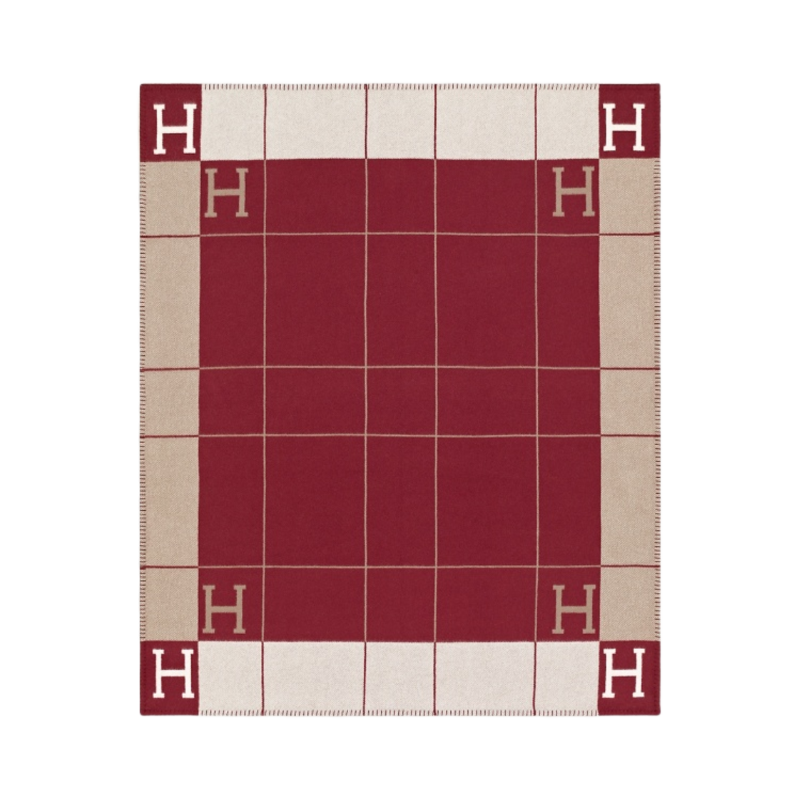 에르메스 아발론 III 쓰로우 블랭킷 에크류 루즈 아쉬(Hermes Avalon III Throw Blanket Ecru Rouge H) - 1