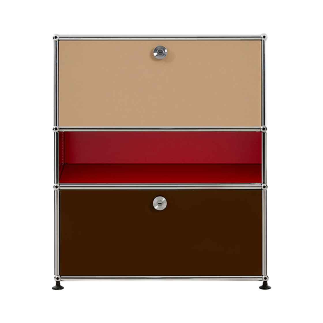 _USM72_copy USM Haller Storage 1x3 Beige Ruby Red Brown