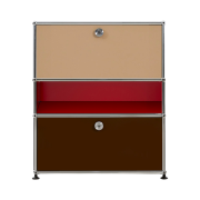 USM Haller Storage 1x3 Beige Ruby Red Brown