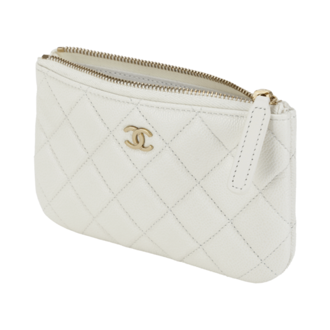 샤넬 클래식 지퍼 케이스 그레인드 샤이니 카프스킨 & 골드 메탈 화이트(Chanel Classic Small Zipped Case Grained Shiny Calfskin & Gold White) - 3