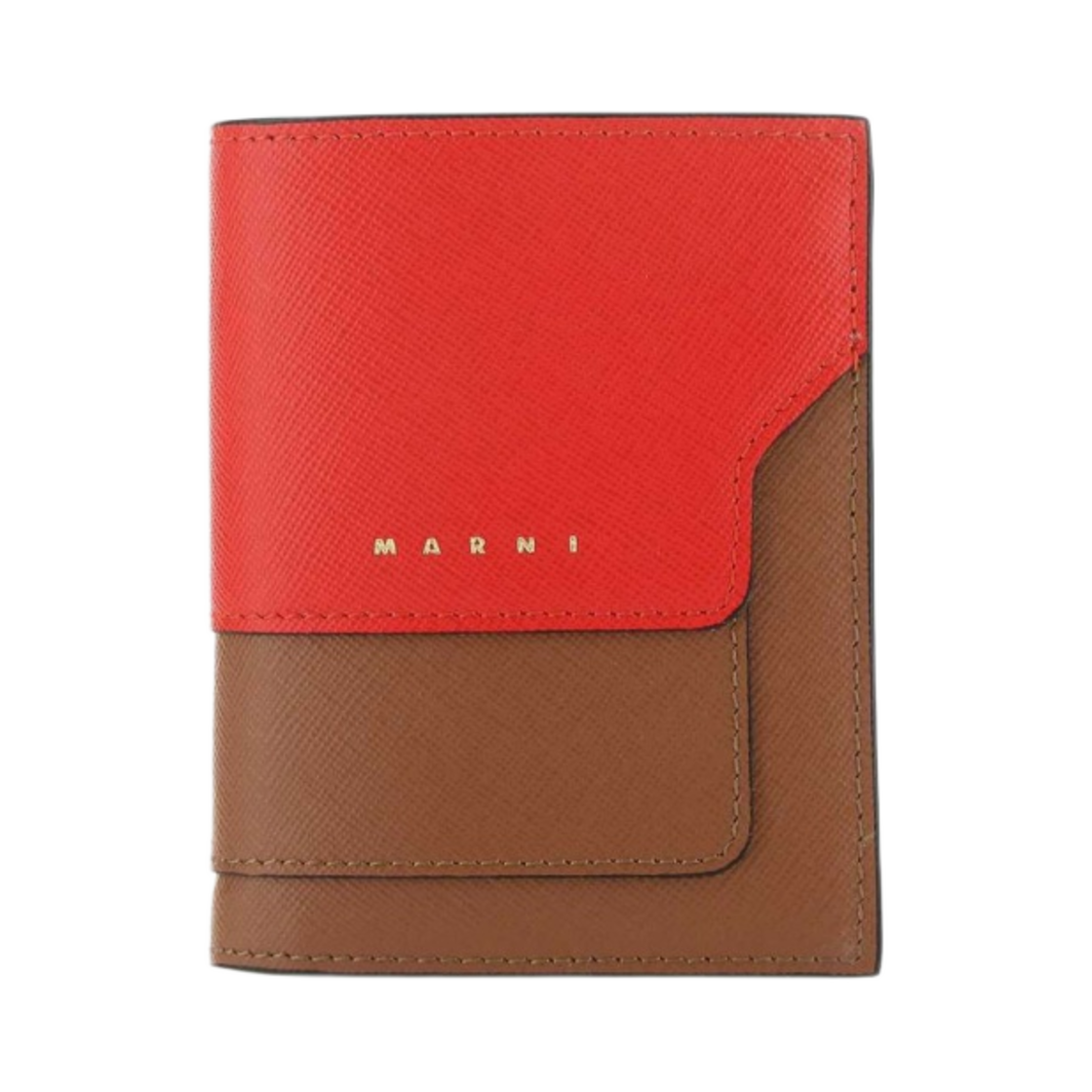 마르니 사피아노 반지갑 튤립 토바코 펠리칸(Marni Saffiano Bi-Fold Wallet Tulip Tobacco Pelican) - 1