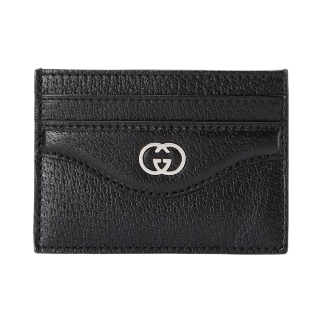 734999-DJ20N-1000 Gucci Card Case with Interlocking G Black Leather