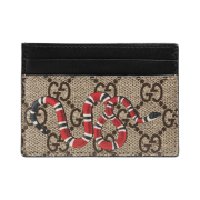 Gucci Bestiary Kingsnake Print Card Case Beige Ebony