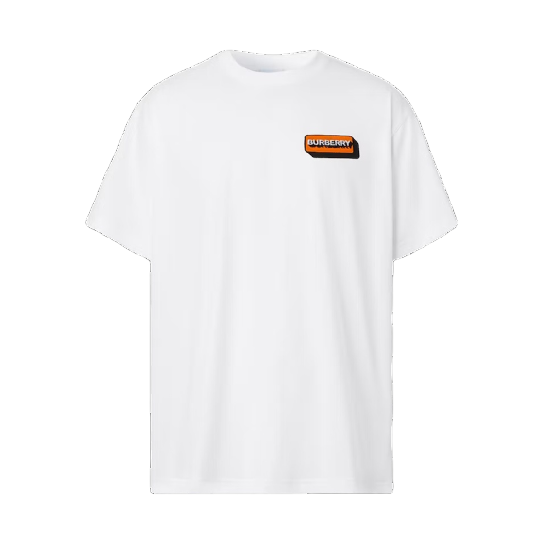 버버리 로고 아플리케 오버사이즈 티셔츠 화이트 오렌지(Burberry Logo Applique Oversized T-Shirt White Orange) - 1