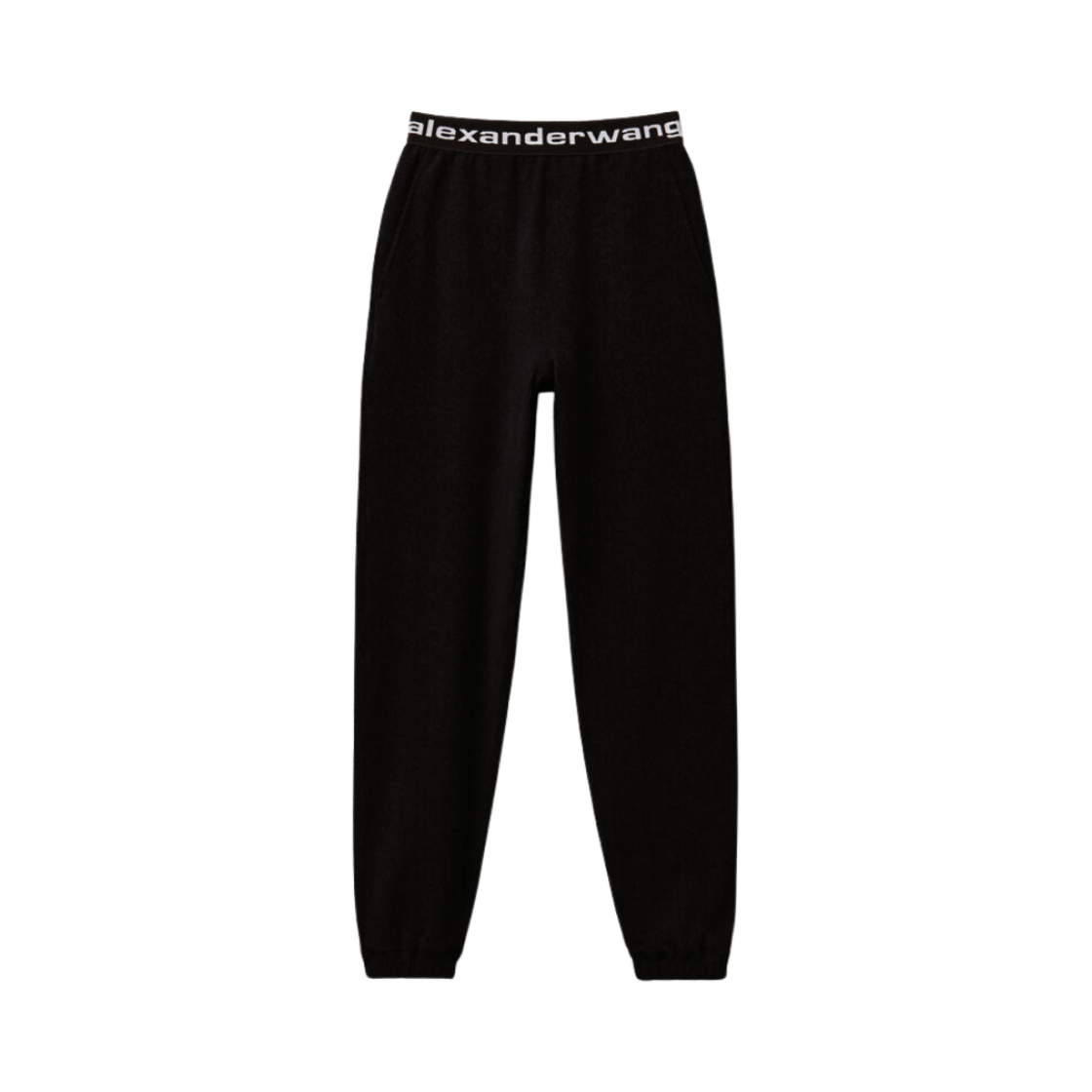 (W) 알렉산더 왕 스트레치 코듀로이 로고 엘라스틱 팬츠 블랙((W) Alexander Wang Logo Elastic Jogger in Stretch Corduroy Black)