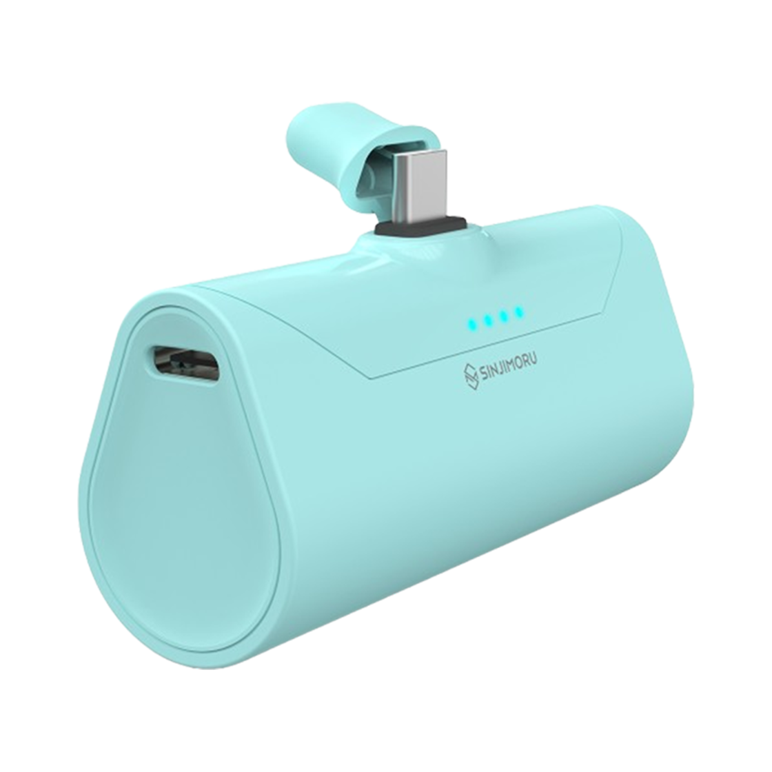 S500200007 SINJIMORU Docking Mini Power Bank iPhone Galaxy C-Type 8-Pin Charger Light Blue