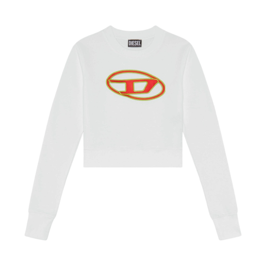 (W) Diesel F-Slimmy-E3 Peekaboo Logo Cropped Sweatshirt White