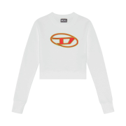 (W) Diesel F-Slimmy-E3 Peekaboo Logo Cropped Sweatshirt White