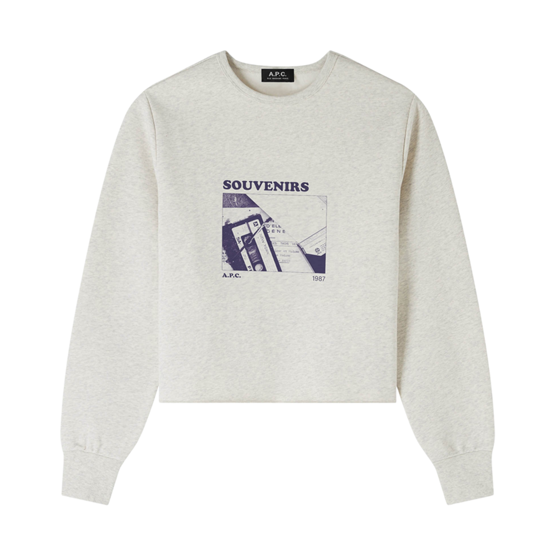 (W) 아페쎄 카세트 스웨트셔츠 헤더 에크루((W) A.P.C. Cassettes Sweatshirt Heather Ecru) - 1