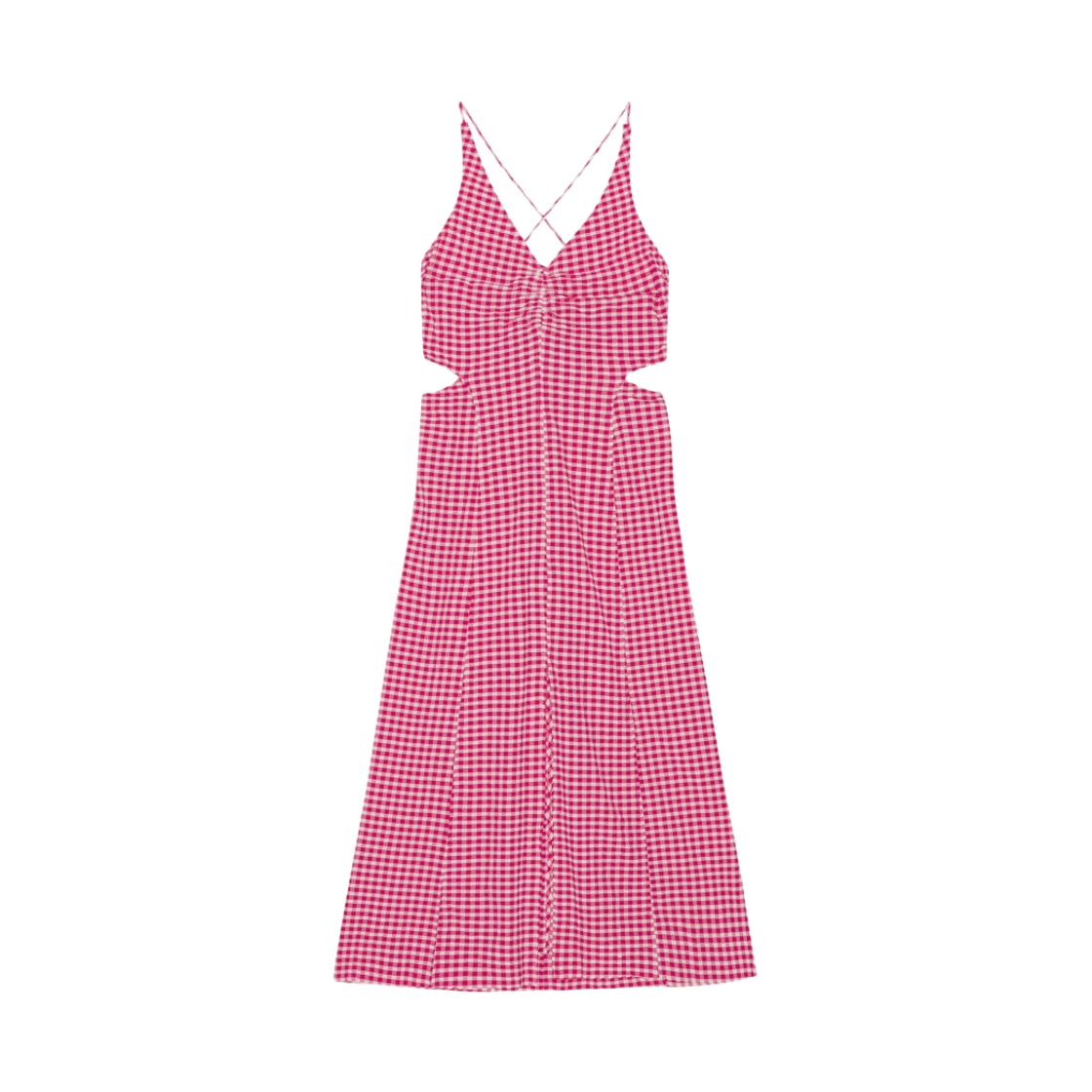 (W) 가니 스트레치 시어서커 맥시 드레스 러브 포션((W) Ganni Stretch Seersucker Maxi Dress Love Potion) - 1