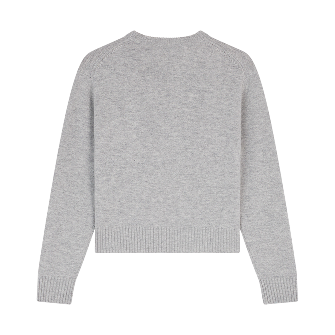 (W) 메종 키츠네 볼드 폭스 헤드 자수 크롭 점퍼 라이트 그레이 멜란지((W) Maison Kitsune Bold Fox Head Embroidered Cropped Jumper Light Grey Melange) - 2
