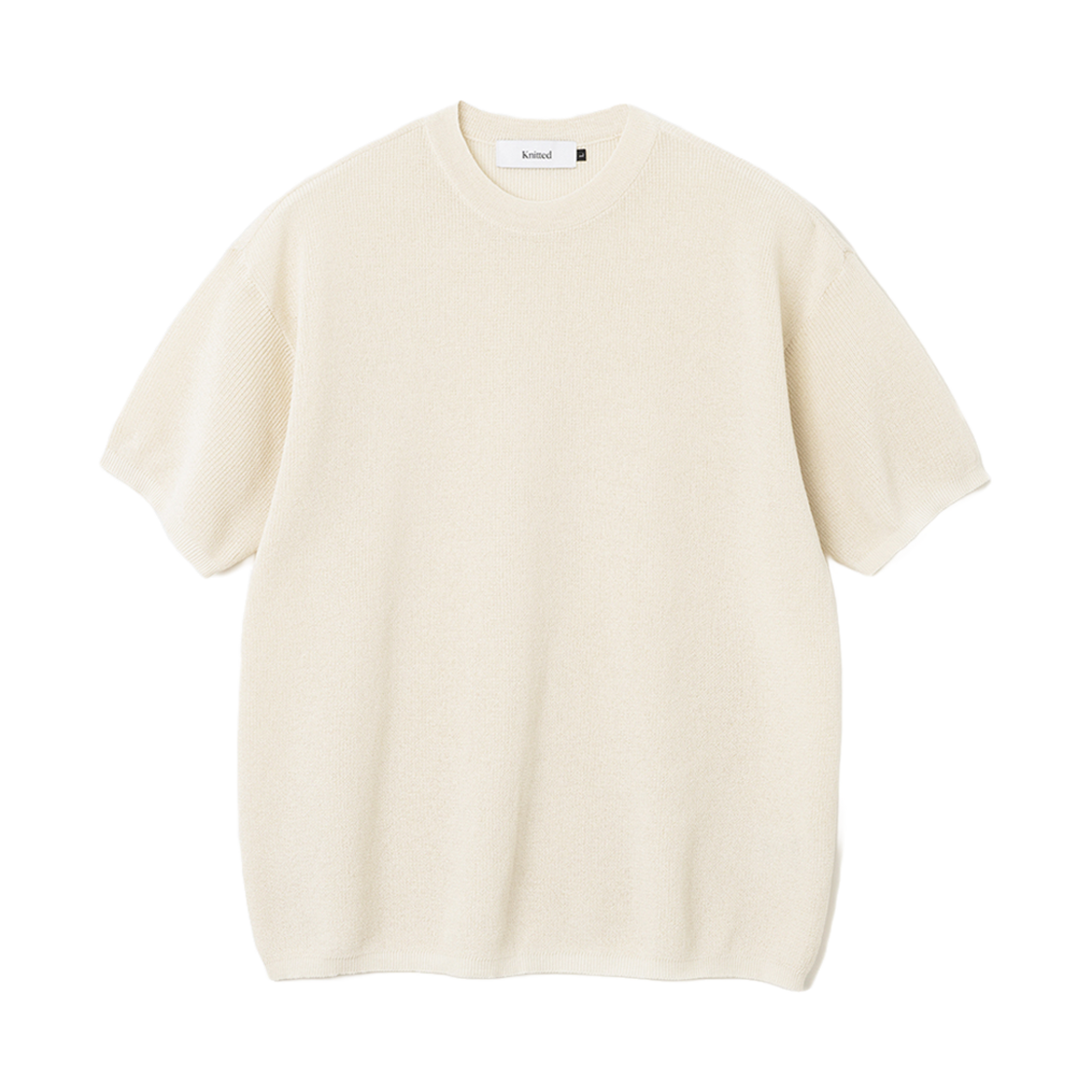 니티드 쿨에버 라운드 반팔 니트티 아이보리(Knitted Coolever Round Half Sleeve Knit T-shirt Ivory)