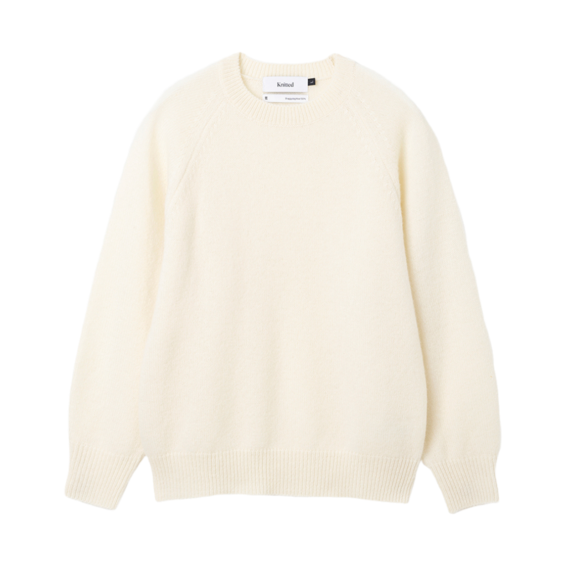 K24SSUK05IV_copy Knitted Shaggy Dog Wool 100% Round Knit Ivory