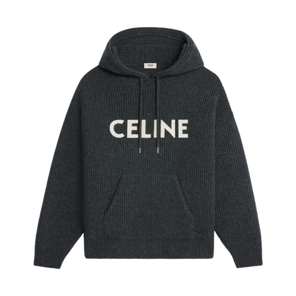 2A85W423P-10AN Celine Sweater with Hood in Ribbed Wool Anthracite