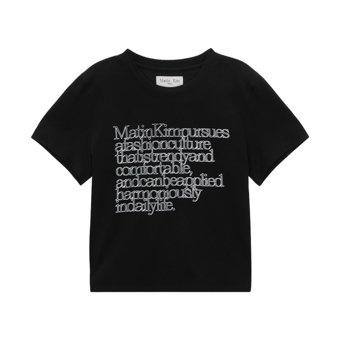 (W) 마뗑킴 씬 타이포 크롭 탑 블랙((W) Matin Kim Thin Typo Crop Top Black) - 1