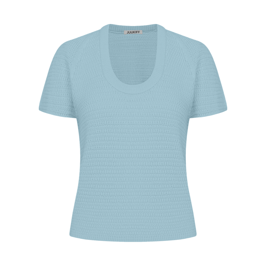 쥬키프 코튼 텍스쳐드 탑 블루(Juukiff Half Sleeve Textured Top In Cotton Faded Blue)