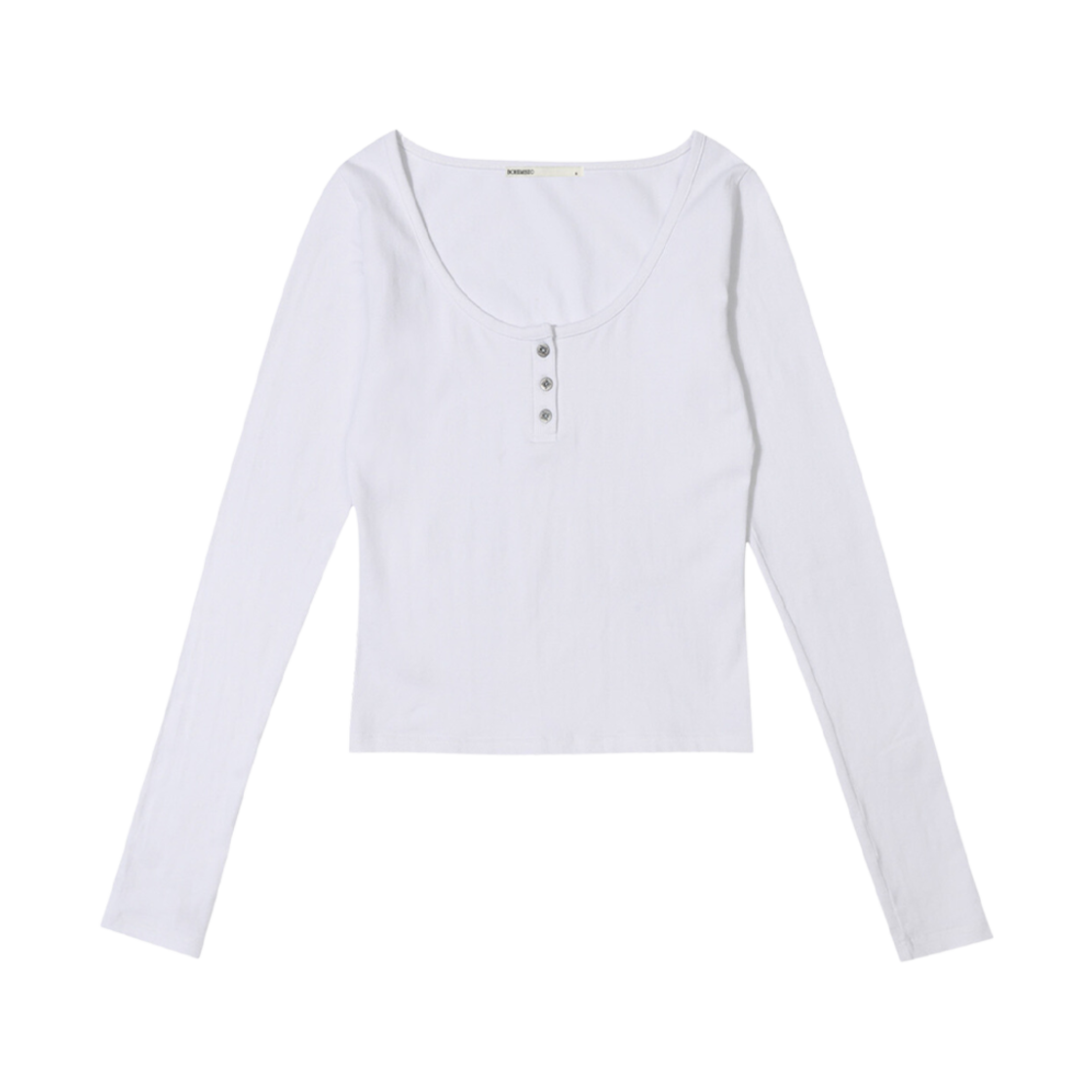 (W) 보헤미안 서울 베이직 라운드 버튼 롱슬리브 티셔츠 화이트