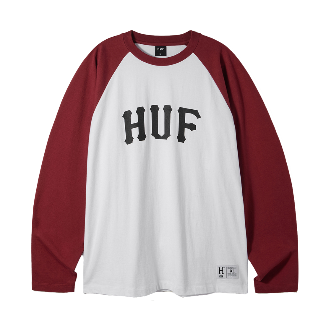 HC3ULSV03BGD HUF Arch Logo Raglan Long Sleeve White Burgundy