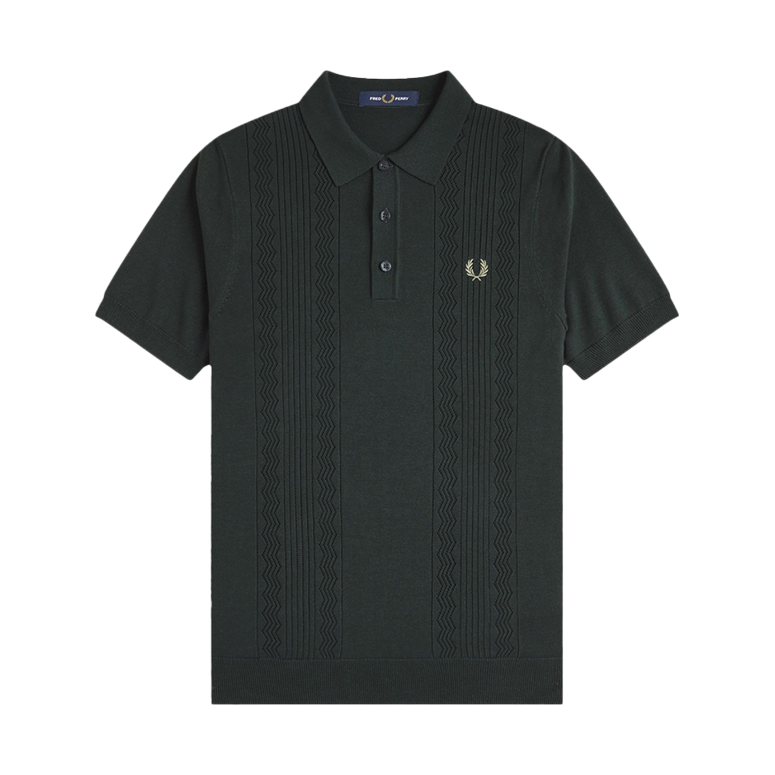 프레드페리 포인텔 패널 니트 셔츠 나이트그린(Fred Perry Pointelle Panel Knitted Shirt Night Green) - 1