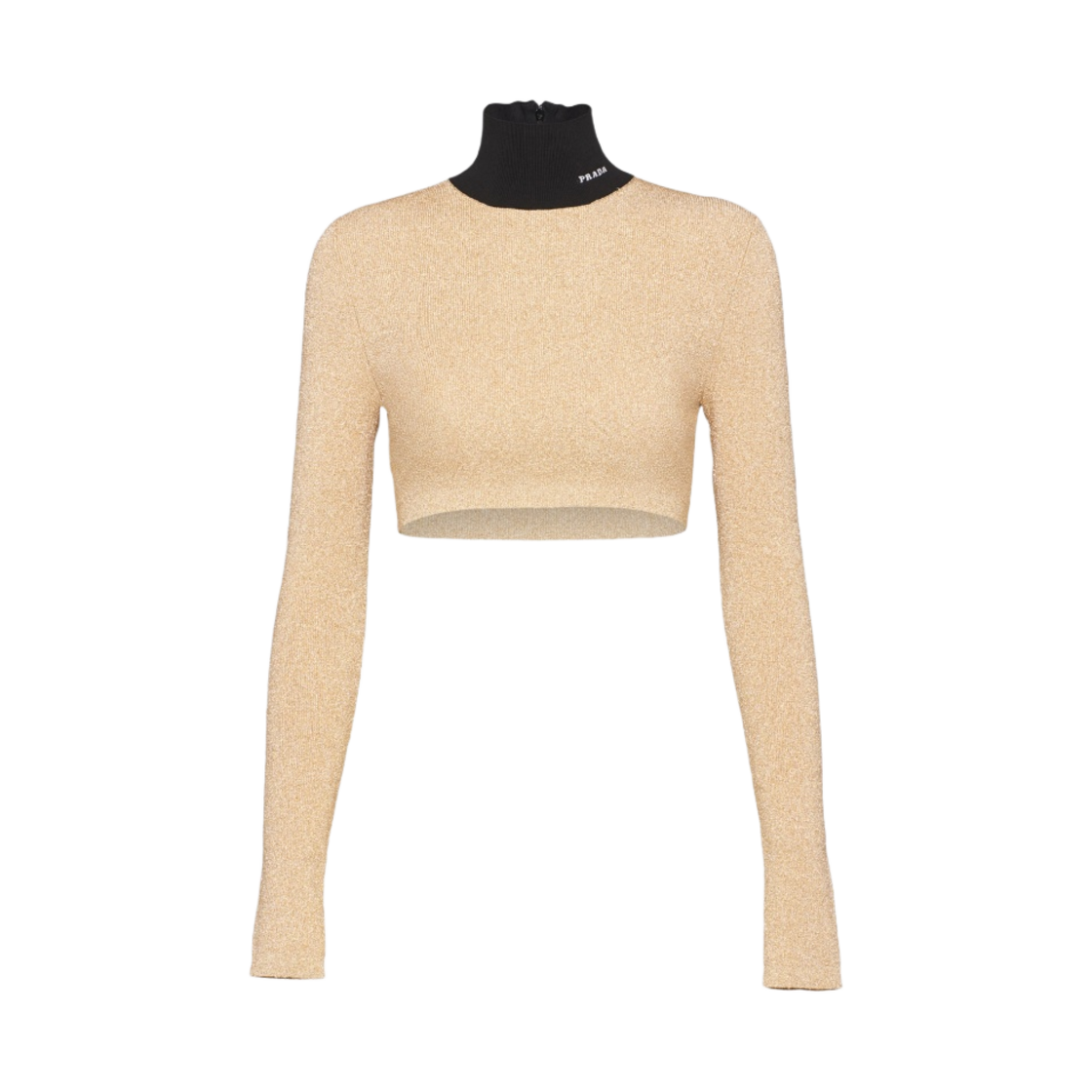 P26480-12C5-F0056 (W) Prada Lame Turtleneck Sweater Gold - 대표 이미지 #1