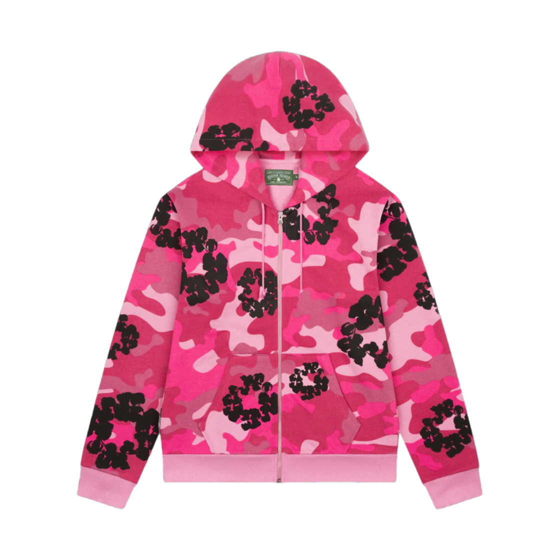 - Denim Tears Cotton Wreath Zip Hoodie Pink Camo