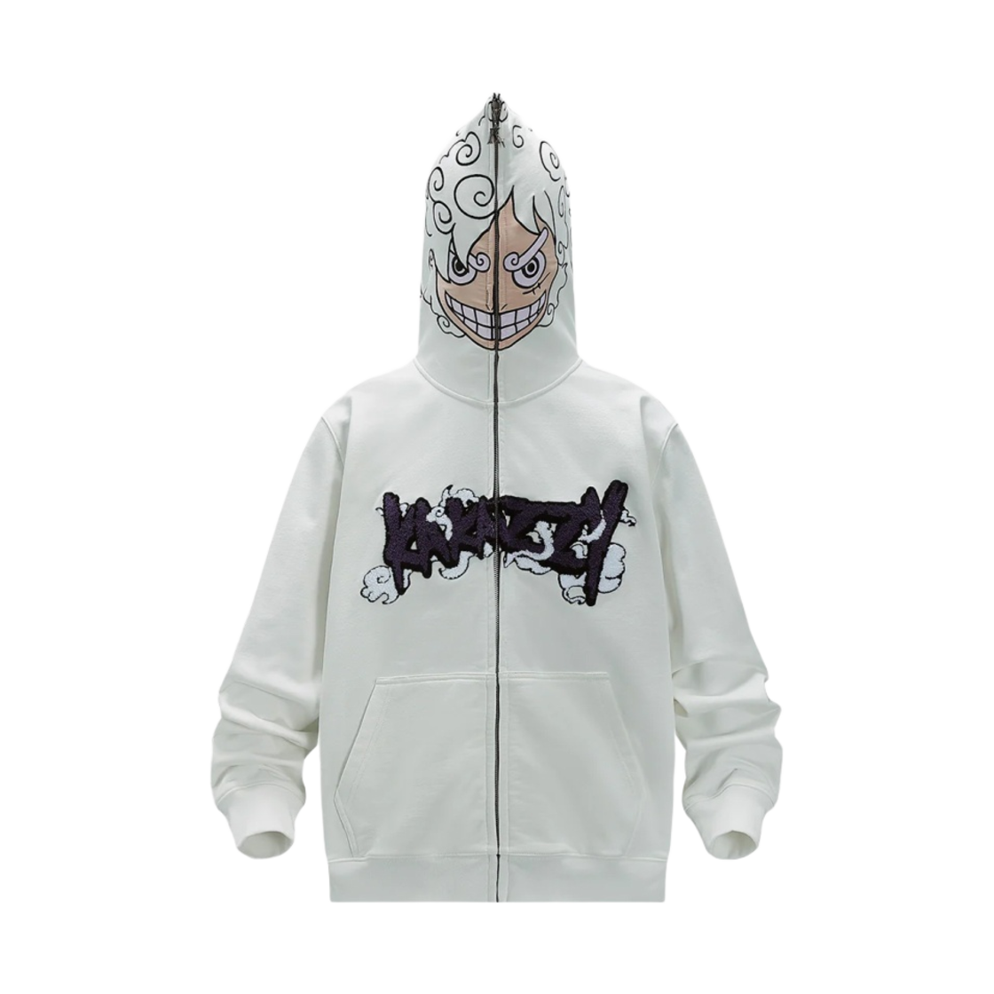 - Kakazzy Full Zip Hoodie Onepiece Luffy Gear 5 White