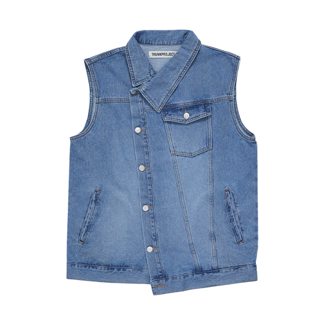 트렁크프로젝트 에이시메트릭 데님 베스트 자켓 블루