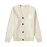 AMI de Coeur Oversize Intarsia Cardigan Vanilla White