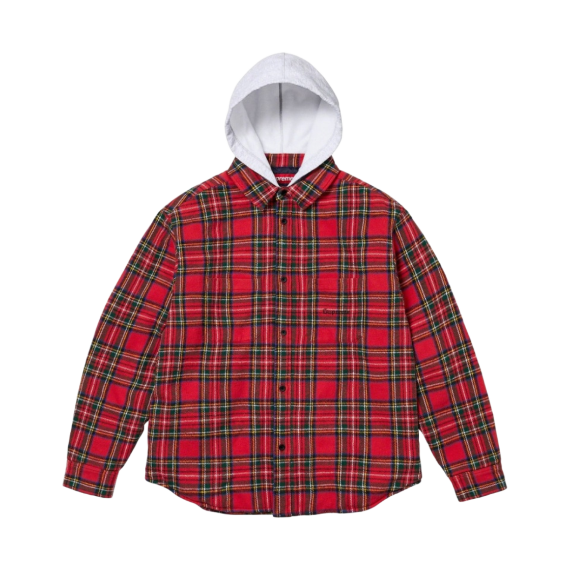 슈프림 타탄 플란넬 후드 셔츠 레드 - 23FW