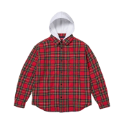 Supreme Tartan Flannel Hooded Shirt Red - 23FW