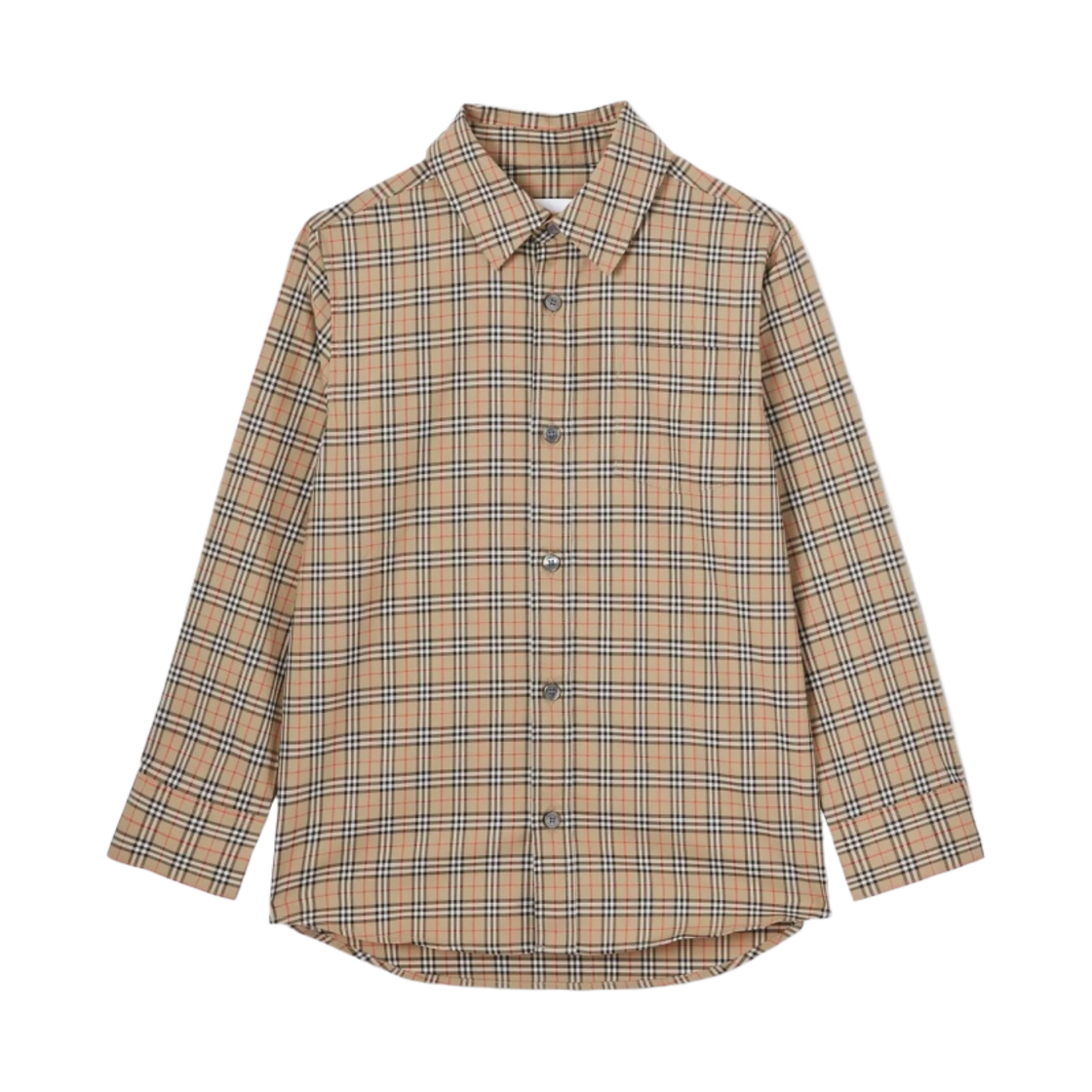 (키즈) 버버리 체크 스트레치 코튼 셔츠 아카이브 베이지((Kids) Burberry Check Stretch Cotton Shirt Archive Beige)
