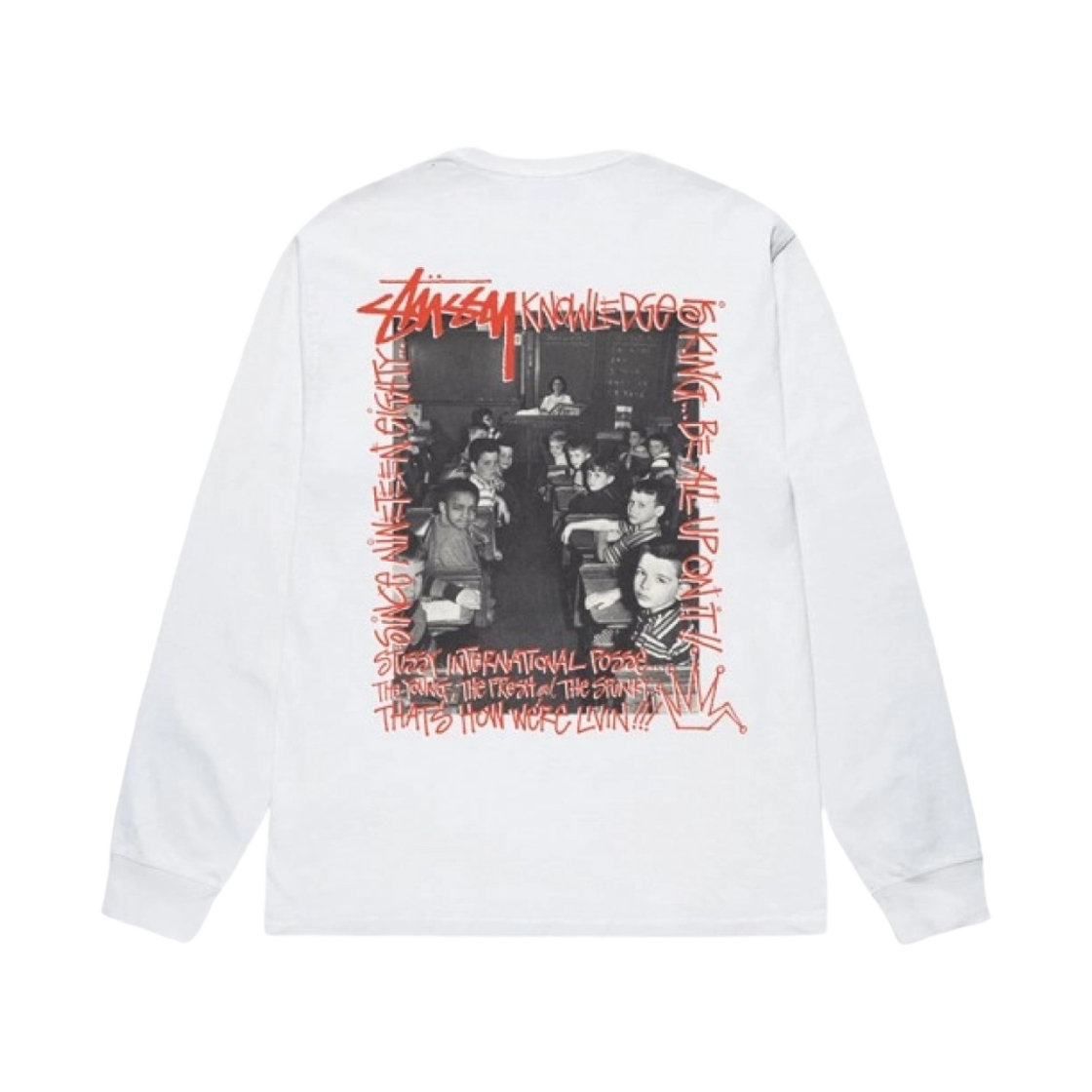 스투시 클래스룸 롱슬리브 티셔츠 화이트(Stussy Classroom LS T-Shirt White) - 1