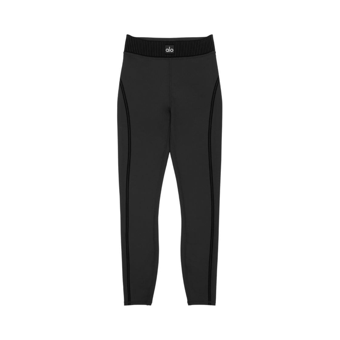 (W) 알로 요가 에어리프트 하이 웨이스트 7/8 라인업 레깅스 블랙((W) Alo Yoga Airlift High Waist 7/8 Line Up Legging Black)