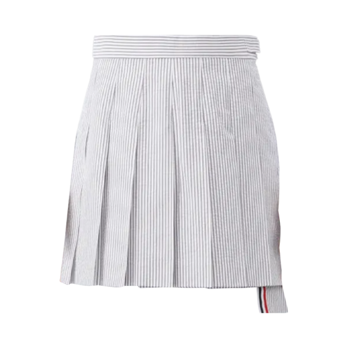 (W) 톰브라운 시어서커 플리츠 미니 스커트 미디움 그레이((W) Thom Browne Seersucker Pleated Mini Skirt Medium Grey) - 1