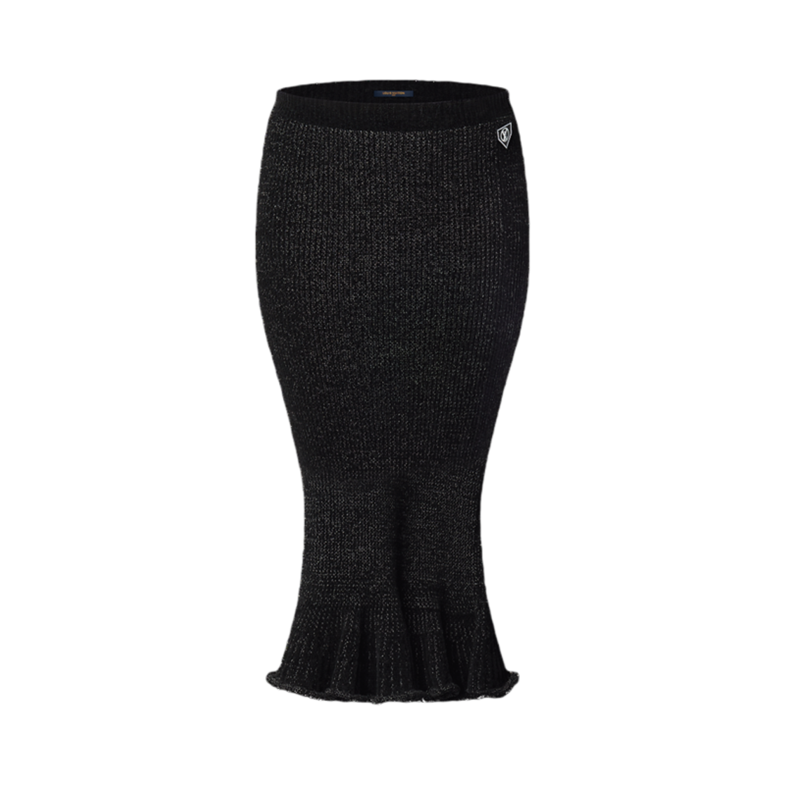1AGFSG (W) Louis Vuitton Flared Hem Ribbed Knit Skirt Black