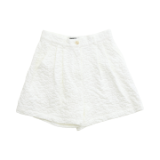 YOUNGOH Flower Jacquard Two-Tuck Shorts White