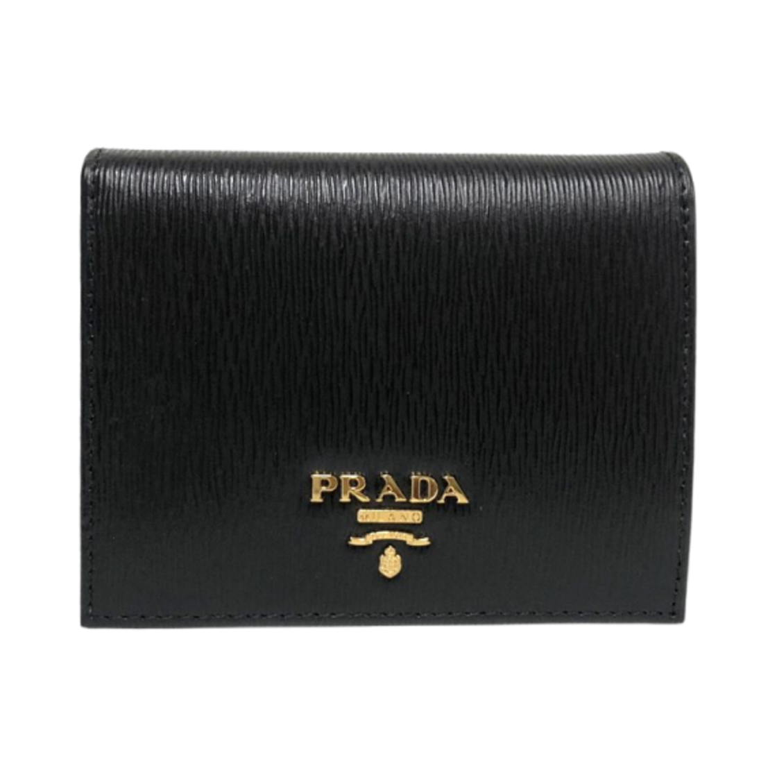 프라다 메탈 로고 반지갑 블랙(Prada Metal Logo Half Wallet Black) - 1