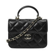 Chanel Flap Coin Purse with Chain Lambskin & Gold Black