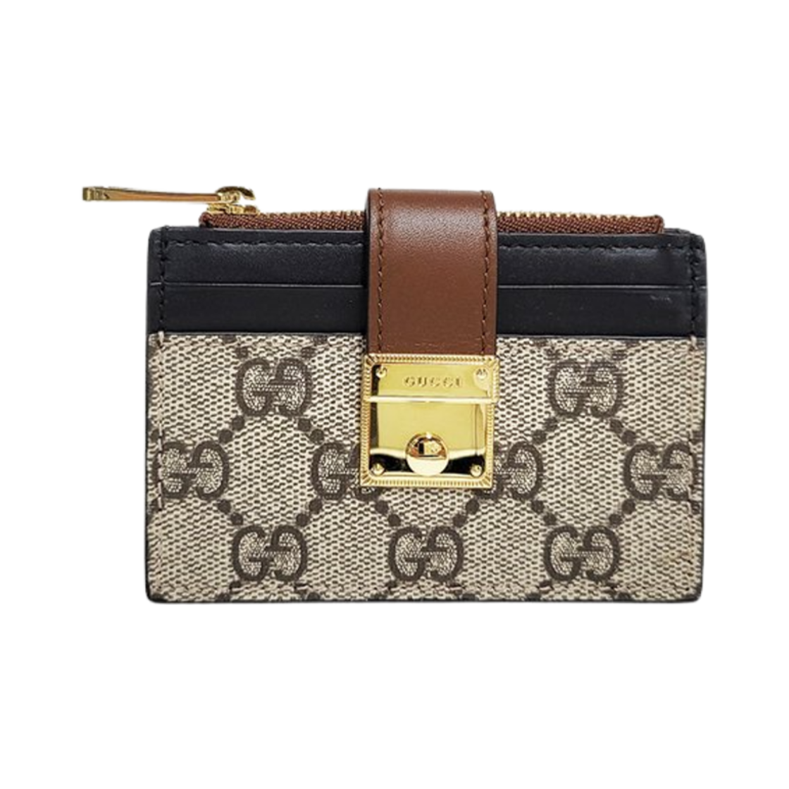 658228-KLQIG-8575 Gucci Padlock Card Case Beige Black