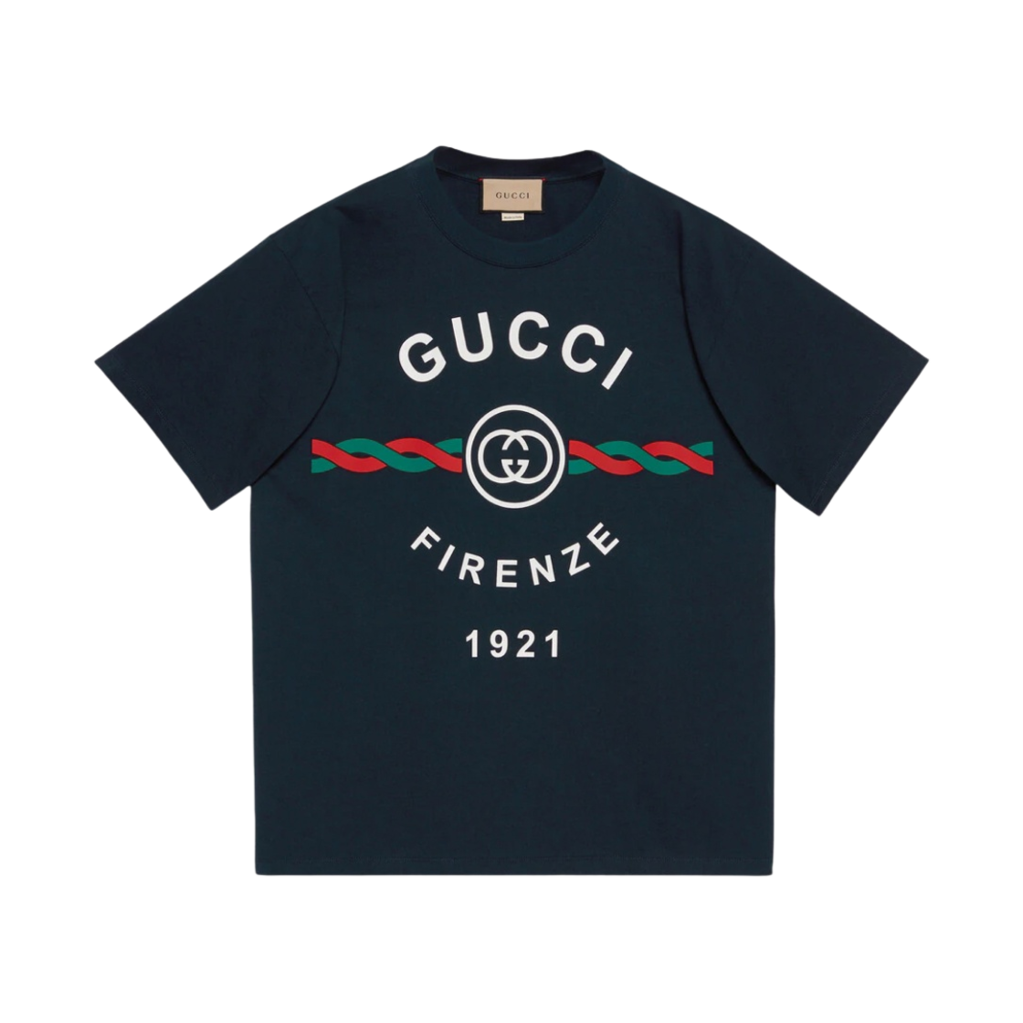 구찌 코튼 저지 구찌 피렌체 1921 티셔츠 다크 블루(Gucci Cotton Jersey Gucci Firenze 1921 T-shirt Dark Blue) - 1